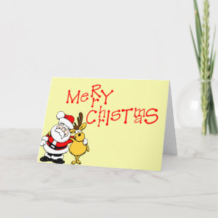 Merry Christmas Santa Rudloph Holiday Card