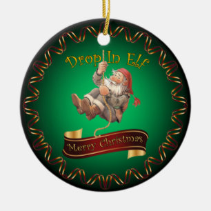 Merry Christmas ~ Santa’s Drop In Elf ~ Ceramic O Tree Decoration