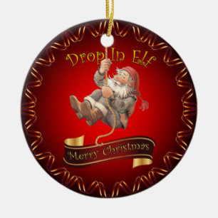 Merry Christmas ~ Santa’s Drop In Elf ~  Ceramic O Tree Decoration