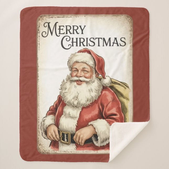 Merry Christmas Santa Sherpa Blanket (Front)