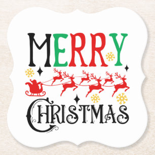 Merry Christmas Santa Sleigh-61049 T-Shirt Hoodie Paper Coaster