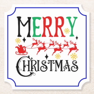 Merry Christmas Santa Sleigh-61049 T-Shirt Hoodie Paper Coaster