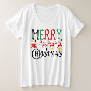 Merry Christmas Santa Sleigh-61049 T-Shirt Plus Size T-Shirt