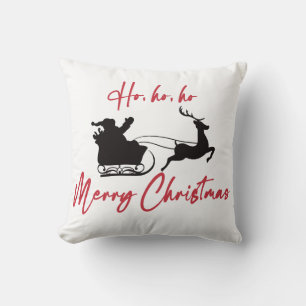 Merry Christmas Santa Sleigh and Reindeer Cushion