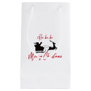 Merry Christmas Santa Sleigh and Reindeer Small Gift Bag