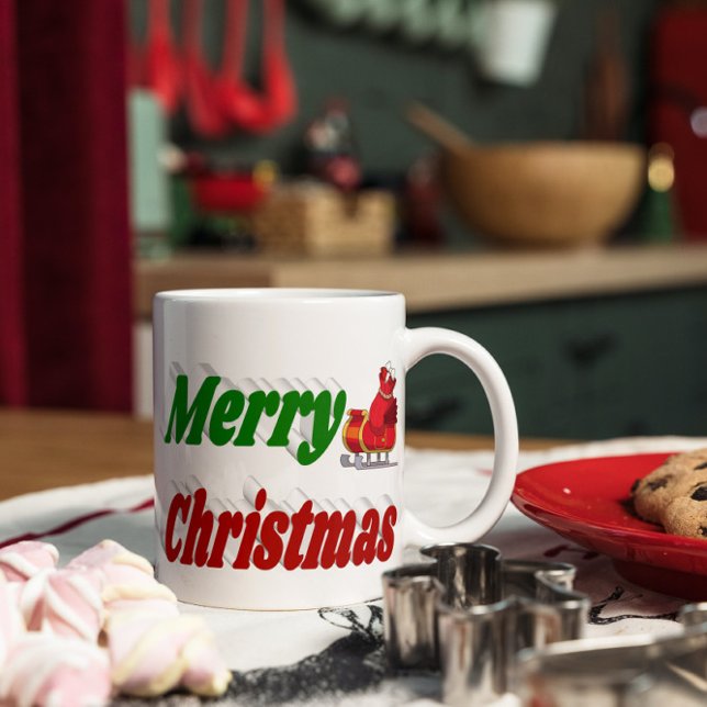 Merry Christmas Santa Sleigh half typography Coffee Mug (Creator Uploaded)
