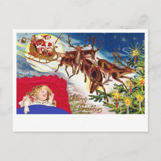 Merry Christmas Santa Sleigh Holiday Postcard