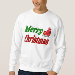 Merry Christmas Santa Sleigh red green typography Sweatshirt