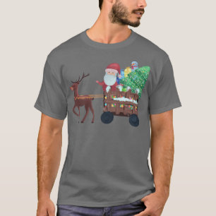 Merry Christmas Santa Sleigh Reindeer Funny Christ T-Shirt