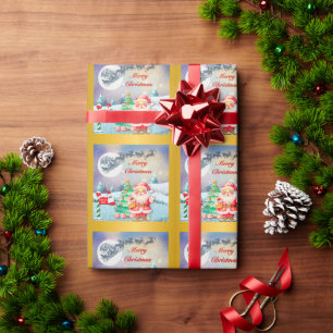Merry Christmas Santa, Sleigh, Reindeer, Snowflake Wrapping Paper