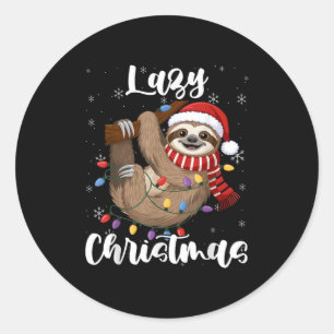 Merry Christmas Santa Sloth Slothmas Lazy Classic Round Sticker