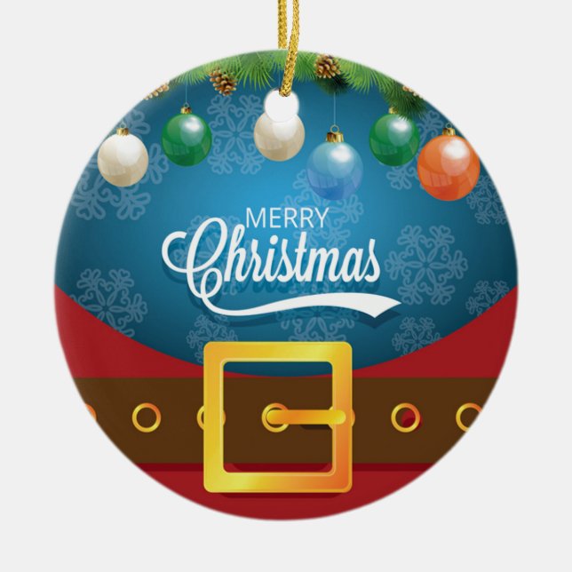Merry Christmas Santa Suit Ceramic Tree Decoration (Front)