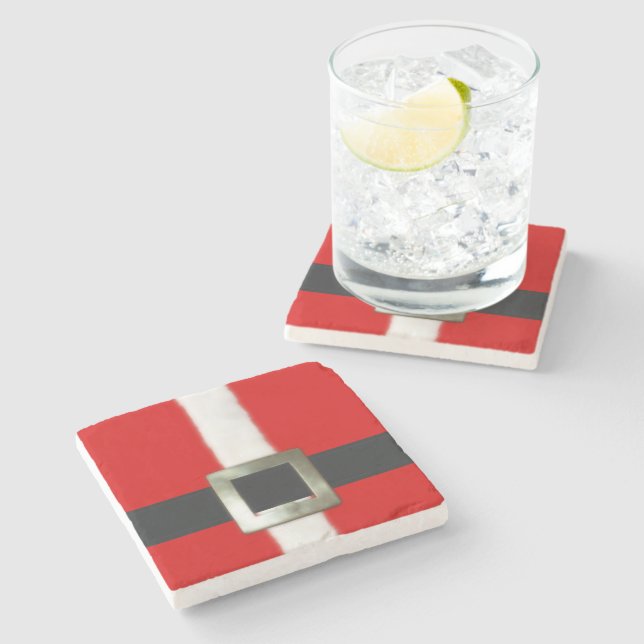 Merry Christmas Santa Suit Stone Coaster (Side)