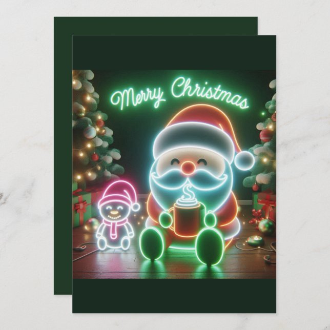 Merry Christmas Santa Teddy Invitation (Front/Back)