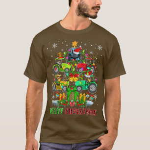 Merry Christmas Santa Tractors Xmas Tree Light Dri T-Shirt