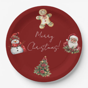 Merry Christmas Santa Tree Christmas  Paper Plate
