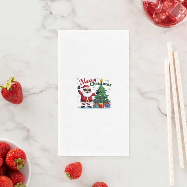 Merry Christmas  | Santa & Tree Design Napkin (Insitu)