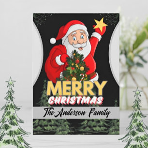 Merry Christmas Santa & Tree Family Holiday Card