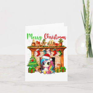 Merry Christmas Santa Unicorn Xmas Symbols Matchin Card
