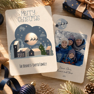 Merry Christmas Santa Village Photo Rose Gold
