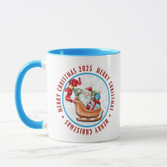 Merry Christmas Santa With His Sleigh Mug (Left)