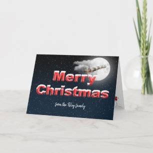 Merry Christmas Santa with reindeer Holiday Card