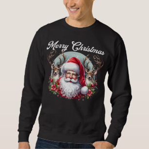 Merry Christmas Santa with Reindeer  Sweatshirt