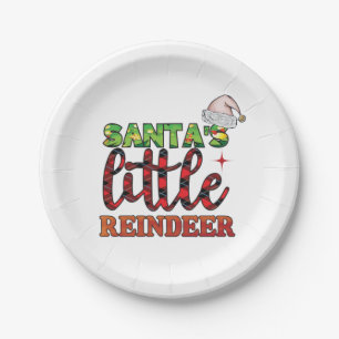 Merry Christmas Santas Little Reindeer Paper Plate