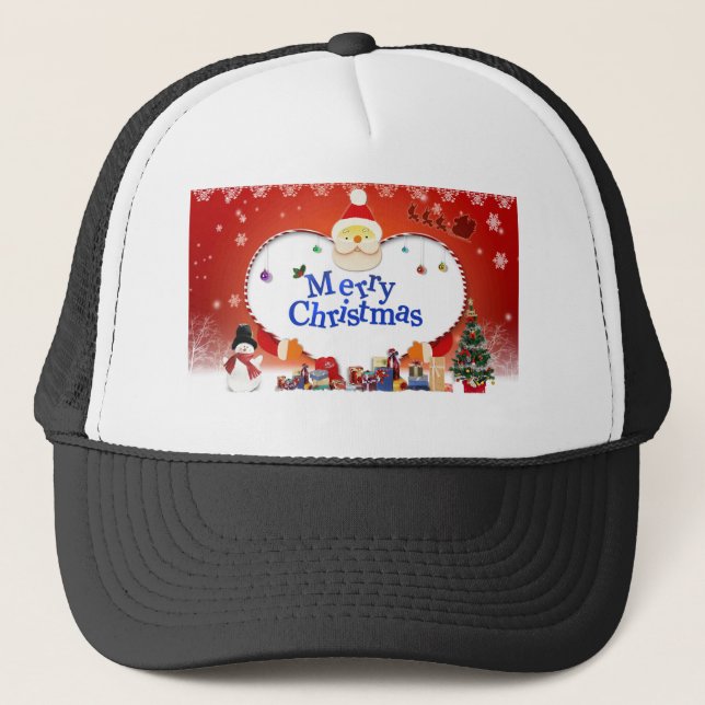 Merry Christmas Santa's Love Trucker Hat (Front)