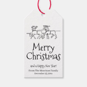 Merry Christmas Santa's Reindeer custom name cute Gift Tags