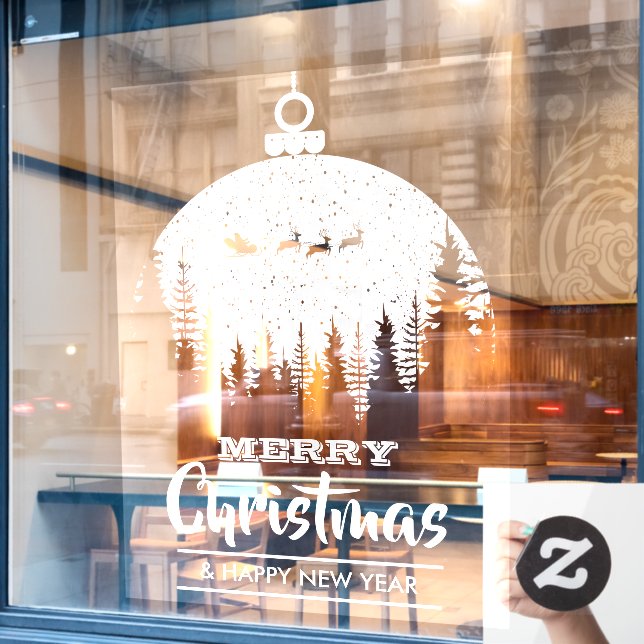 Merry Christmas Santa's Sleigh Ornament Holiday (Cafe Window)