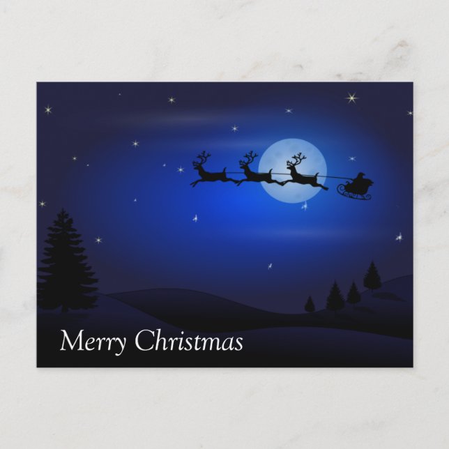 Merry Christmas Santa's Sleigh Postcard (Front)