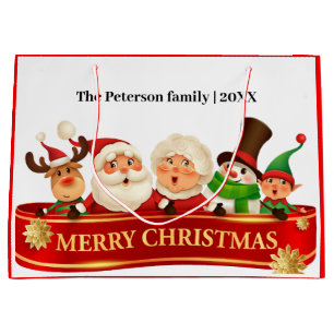Merry Christmas Santas Sleigh Red Wine Gift Bag