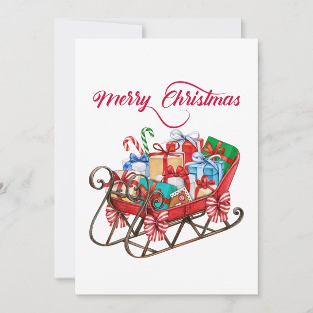 Merry Christmas Santa's Sleigh with Presents Invitation (Front)