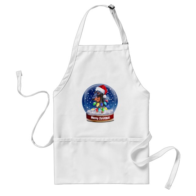 Merry Christmas Sausage Dog Snow Globe Standard Apron (Front)