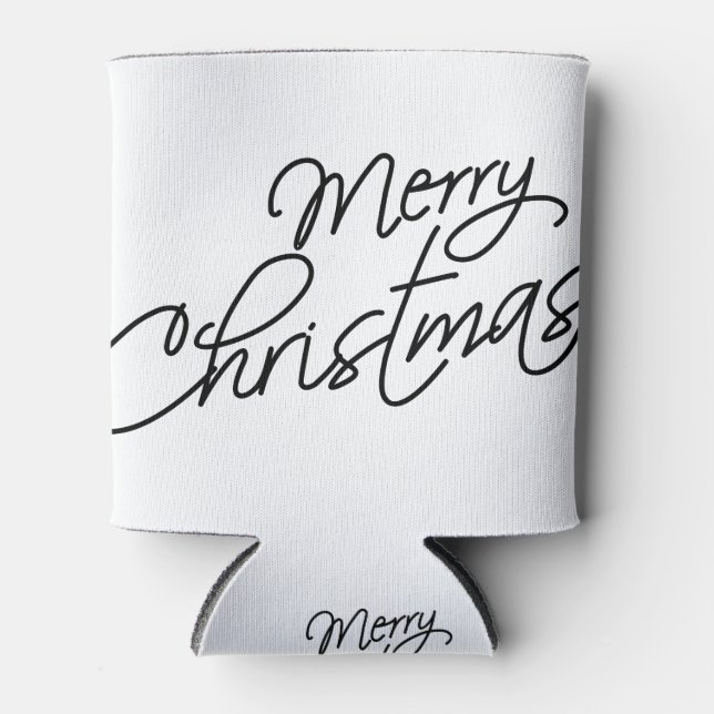 Merry Christmas Saying (Hand-Drawn) Can Cooler (Front)