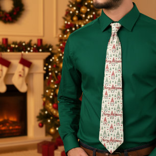 Merry Christmas Scandinavian Gnome Necktie