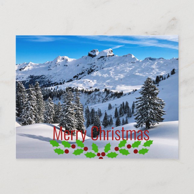 Merry Christmas - Scenic Foothills of the Alps Postcard (Front)