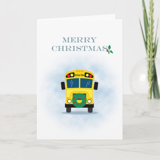 Merry Christmas School Bus Driver Holiday Card (Front)