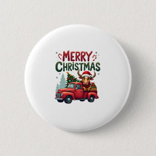 Merry Christmas Scottish Highland Cow Xmas Farm An 6 Cm Round Badge