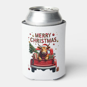 Merry Christmas Scottish Highland Cow Xmas Farm An Can Cooler