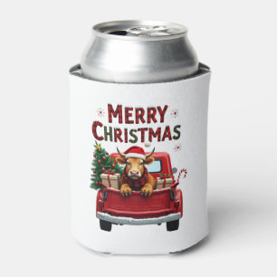Merry Christmas Scottish Highland Cow Xmas Farm An Can Cooler