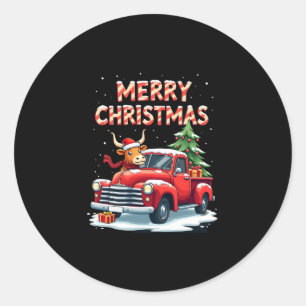 Merry Christmas Scottish Highland Cow Xmas Farm An Classic Round Sticker