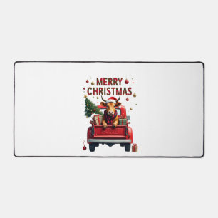 Merry Christmas Scottish Highland Cow Xmas Farm An Desk Mat