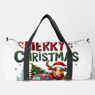 Merry Christmas Scottish Highland Cow Xmas Farm An Duffle Bag