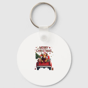 Merry Christmas Scottish Highland Cow Xmas Farm An Key Ring