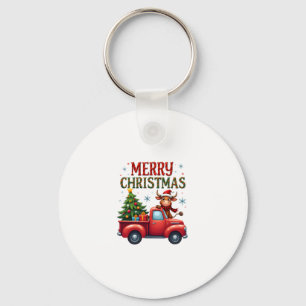 Merry Christmas Scottish Highland Cow Xmas Farm An Key Ring