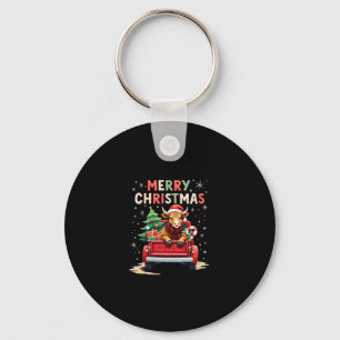 Merry Christmas Scottish Highland Cow Xmas Farm An Key Ring