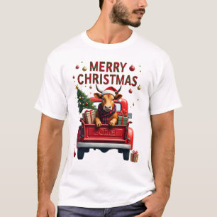 Merry Christmas Scottish Highland Cow Xmas Farm An T-Shirt