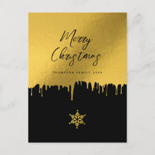 Merry Christmas Script Black & Gold Non Photo Holiday Postcard